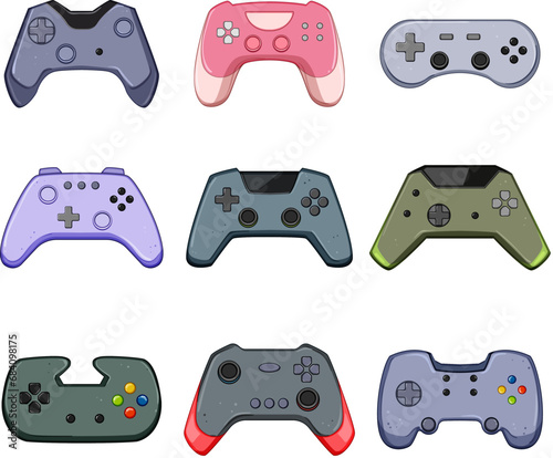 gamepad set cartoon. entertainment gaming, control controller, computer video gamepad sign. isolated symbol vector illustration