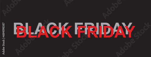 Black Friday typography banner. Black Friday modern linear typography text illustration isolated on black background. Design template for Black Friday sale banner.