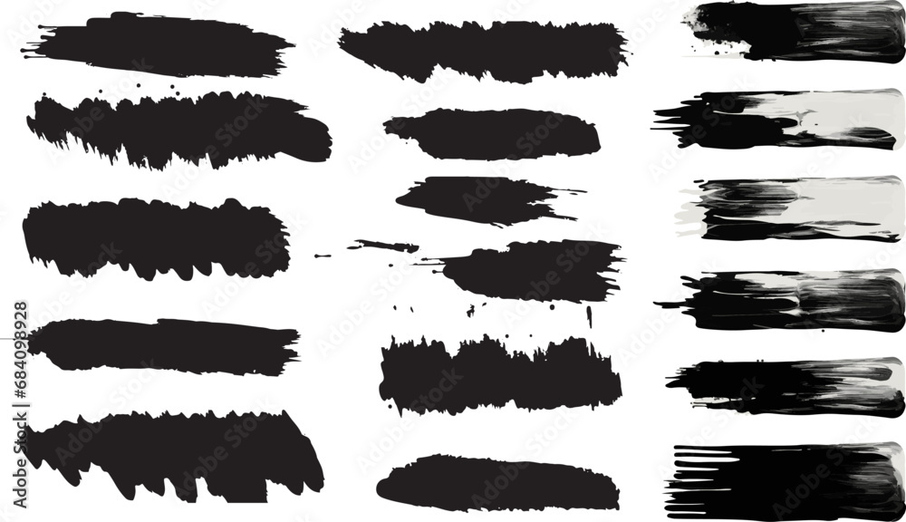 Black Grunge Brush Strokes on Transparent Background Black Grunge Brush Strokes on Transparent Background