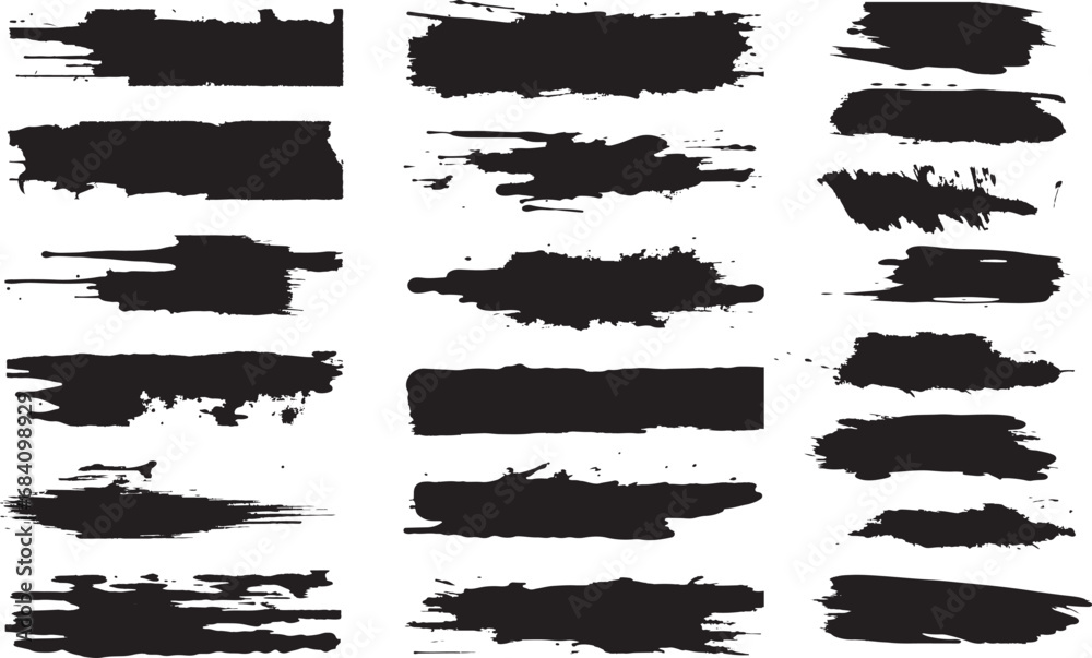 Black Grunge Brush Strokes on Transparent Background Black Grunge Brush Strokes on Transparent Background