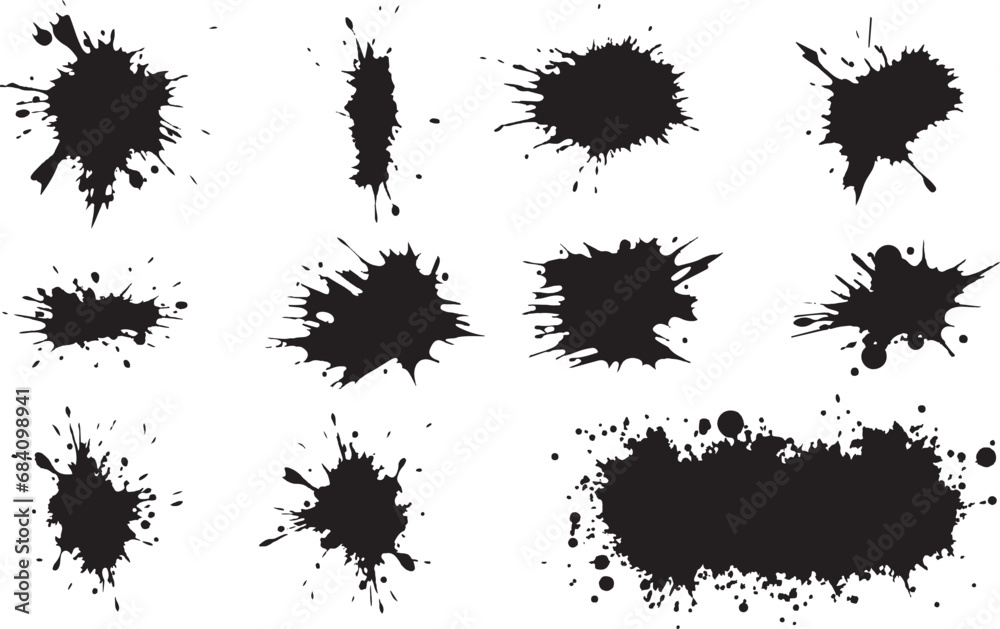 Black Grunge Brush Strokes on Transparent Background Black Grunge Brush Strokes on Transparent Background