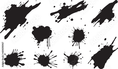 Black Grunge Brush Strokes on Transparent Background