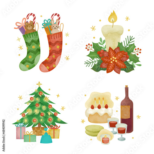 クリスマスの手書き風イラスト