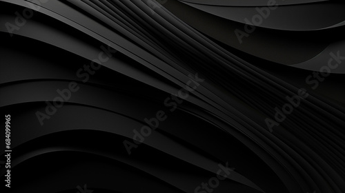 Black wave abstract background, modern wavy line pattern