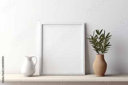 Simple Frame Mockup with Plant for Interior Design