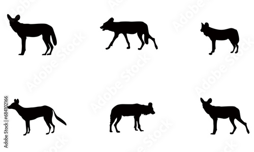 African wild dog SILHOUETTES & VECTOR COLLECTION photo