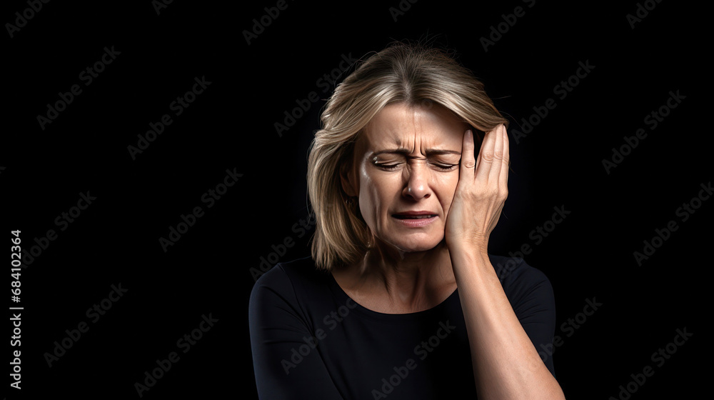 portrait of a person with a headache portrait of a person with a headache