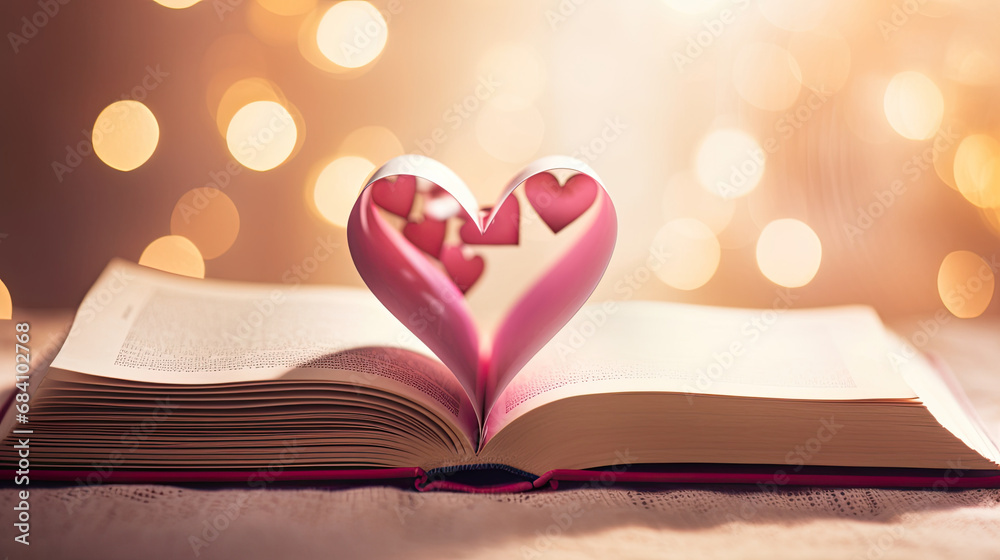 An open book with a heart pages, romance novel An open book with a heart pages, romance novel