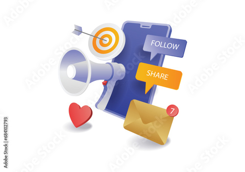 Social media marketing technology campaign management infographic concept