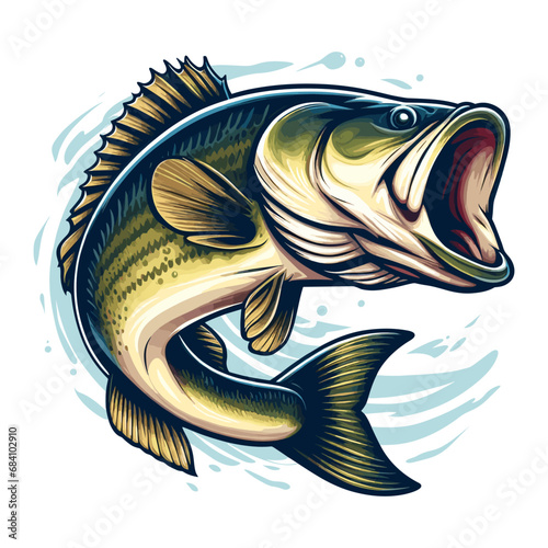 vector big bass fish cartoon Illustration
