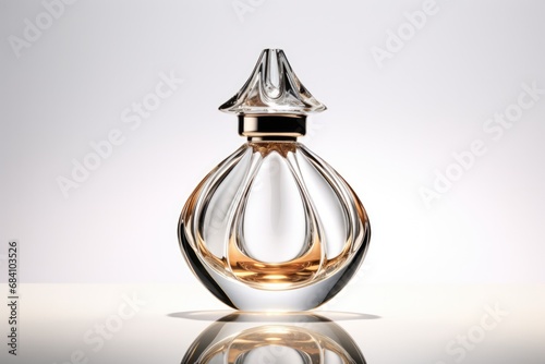 Modern Glass Perfume Bottle White Background, Elegant Design Photorealism