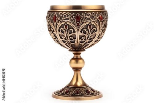 Ornate Antique Chalice Isolated On White Background