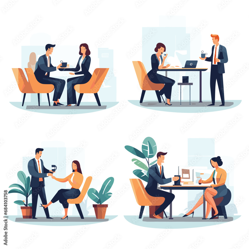 Business meeting set design illustration Business meeting set design illustration
