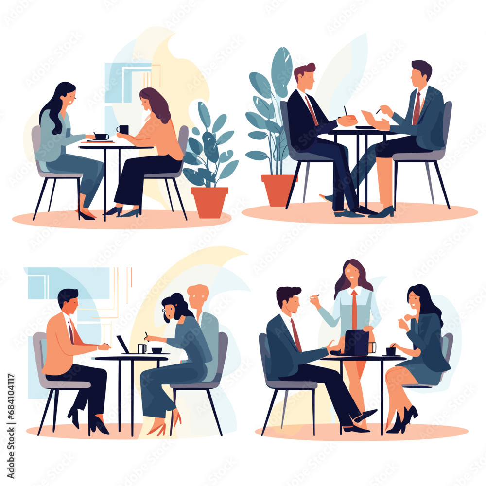 Business meeting set design illustration Business meeting set design illustration