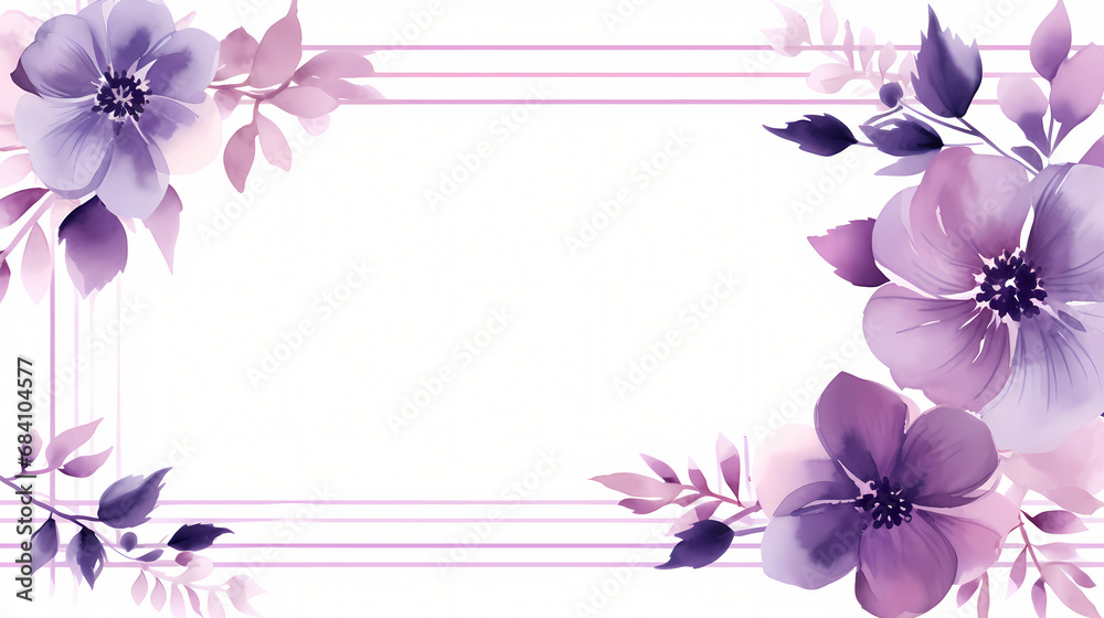 Watercolor purple flower frame Watercolor purple flower frame