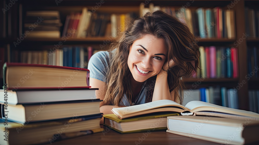 woman reading book in library woman reading book in library