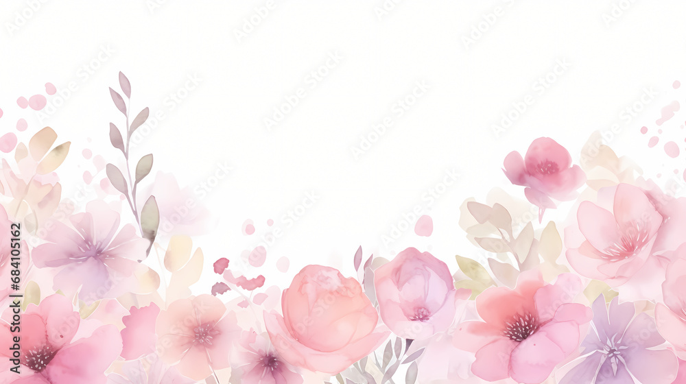 Watercolor soft pink flower garden background Watercolor soft pink flower garden background