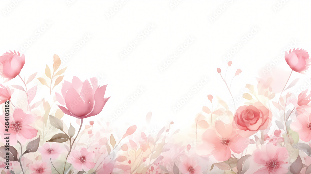 Watercolor soft pink flower garden background Watercolor soft pink flower garden background