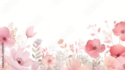 Watercolor soft pink flower garden background photo