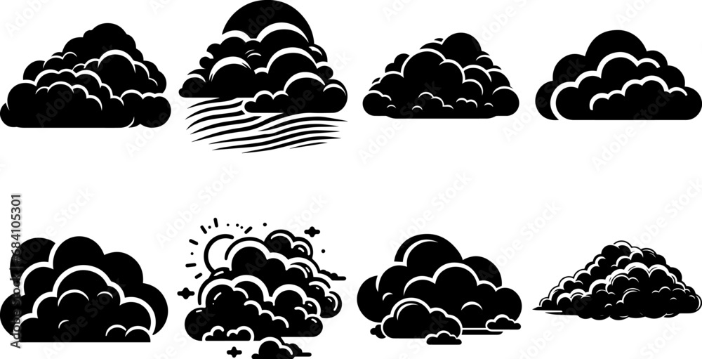 Clouds Silhouette Isolated On White Background Illustration Vector EPS