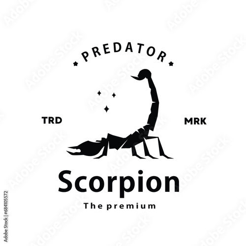 vintage retro hipster scorpion logo vector outline silhouette art icon
