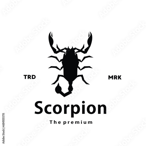 vintage retro hipster scorpion logo vector outline silhouette art icon