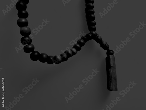 Cool prayer beads with a black background