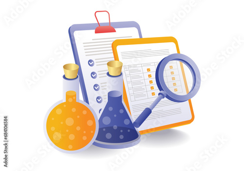 Laboratory analysis experiment checklist illustration concept