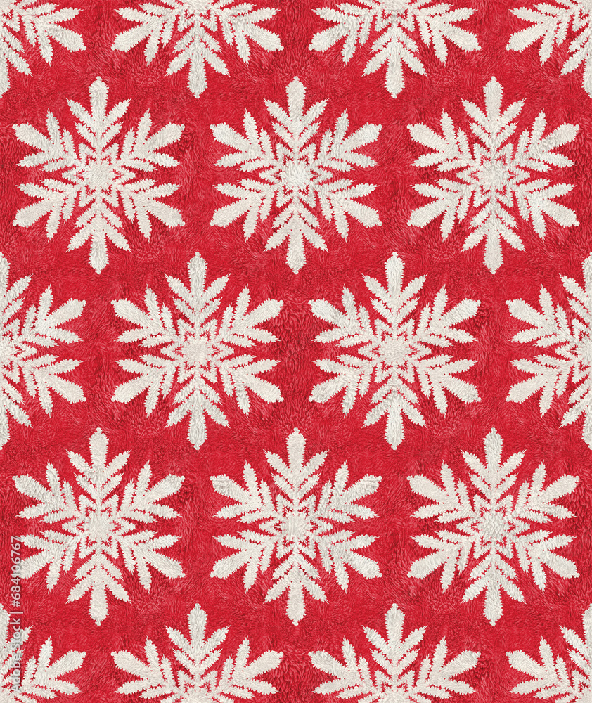 雪の結晶・クリスマス・クリスタル・ノルディック柄・ボア 雪の結晶・クリスマス・クリスタル・ノルディック柄・ボア