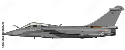 Dassault Rafale Side View Editable Vector Illustration - For Posters, Patches, Banners and other merchandize.  photo
