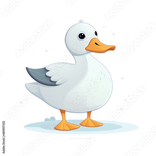 cute cartoon goose illustration on white background