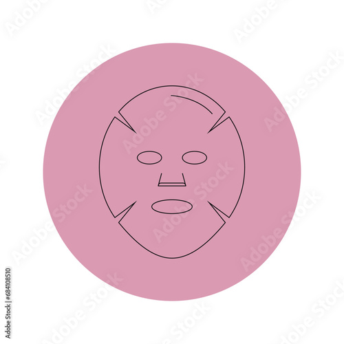 Vector icon of a cosmetic face mask in a pink circle on a white background.