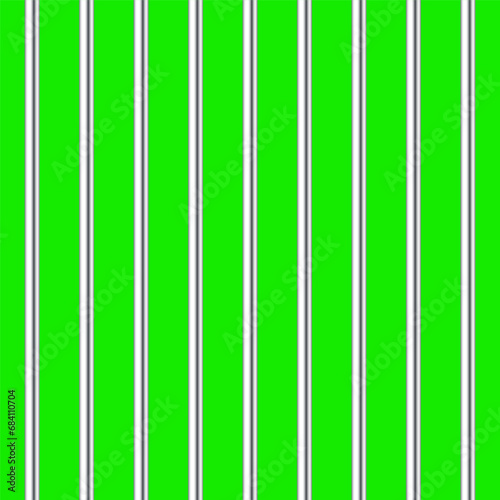 Shiny metal prison bars isolated on green chroma key. Detailed jail cage, prison iron fence. Criminal background mockup. Vector illustration