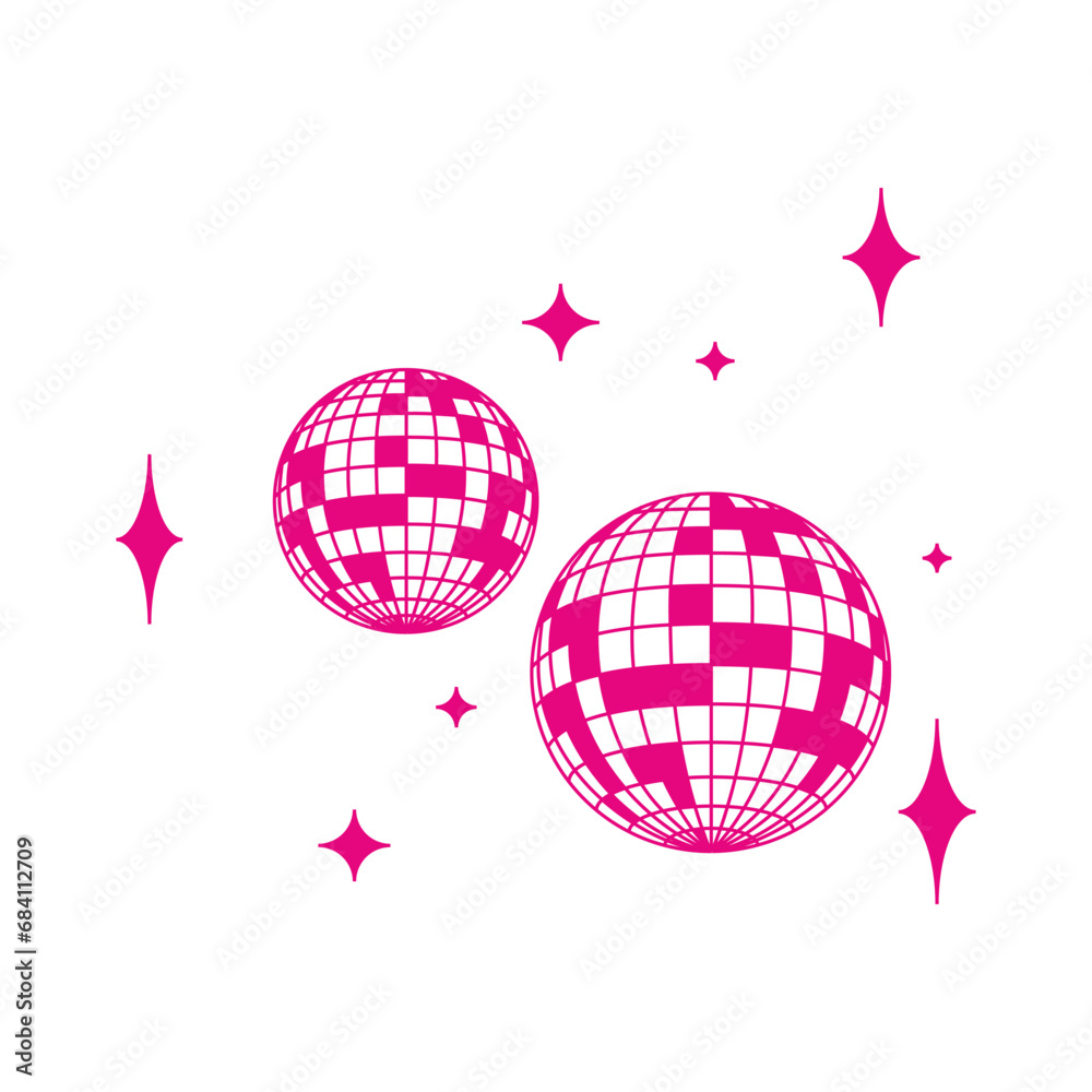 Illustration of disco ball. Pink disco ball Illustration of disco ball. Pink disco ball