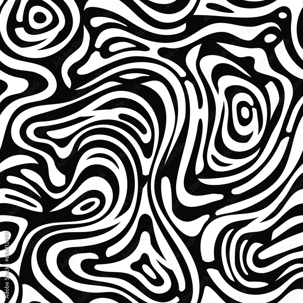 Seamless pattern, abstract doodles, curls, maze, vector background