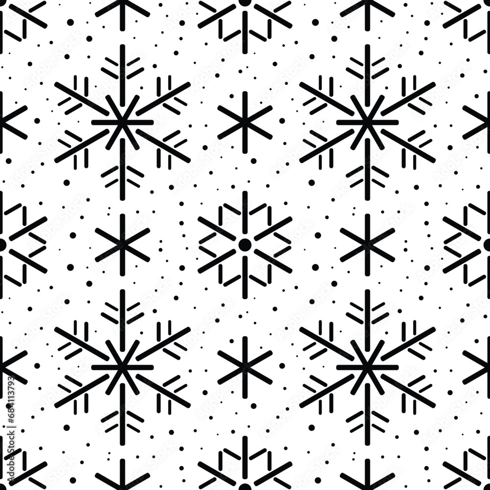 Snowflakes seamless pattern. Winter vector background.	