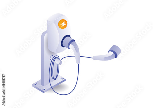 Electric car battery charging technology illustration concept