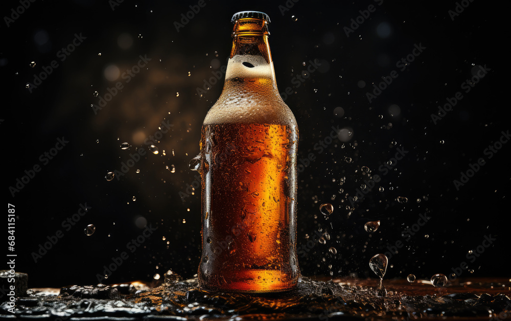 Bottle of beer with droplets. Bottle of beer with droplets.