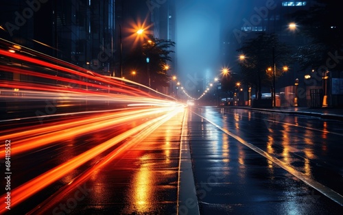 Speed light night traffic in the city. © hugo