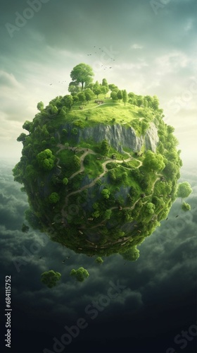 World environment and earth day concept with globe natural green background #684115752
