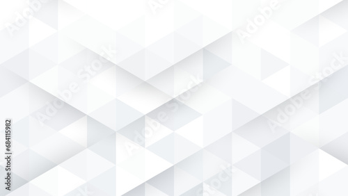 Fototapeta Naklejka Na Ścianę i Meble -  Abstract 3d white background with shadow and hexagon patten. Triangle mosaic template for technology for banner, poster, web in futuristic and technology design. Vector illustration.