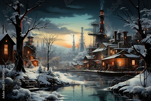 Winter Industrial Scenes - Generative AI
