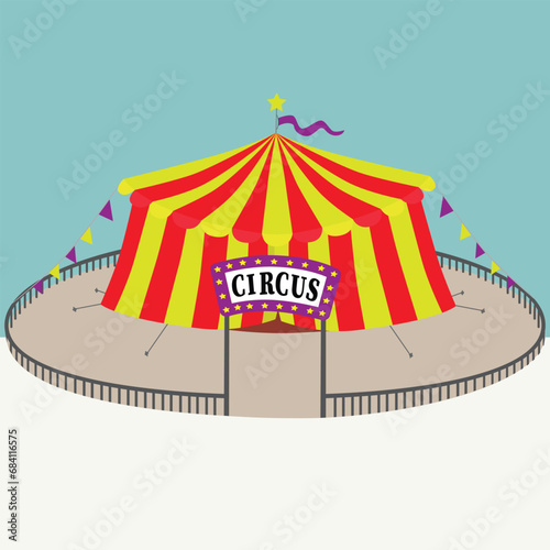 A circus tent in a park. Vector Illustration.