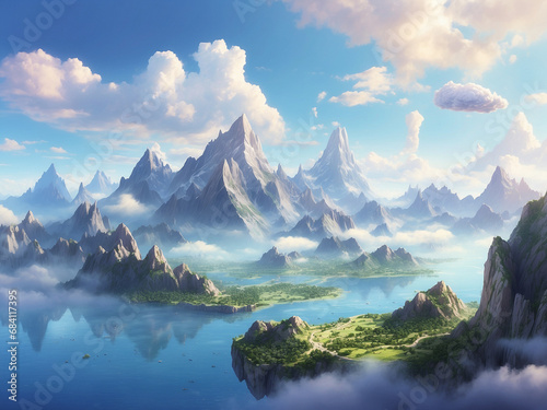 mystical mountains, fantasy landscape, generative ai