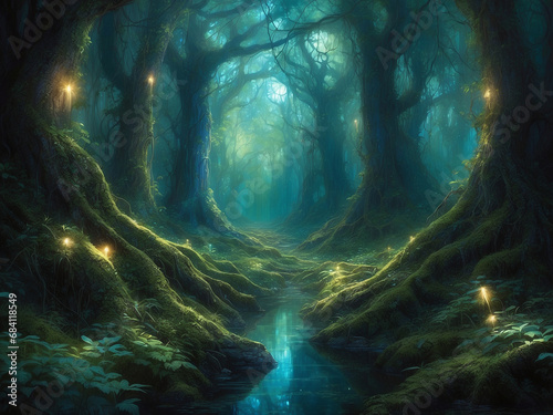 mystical forest - dreamland landscape   generative ai