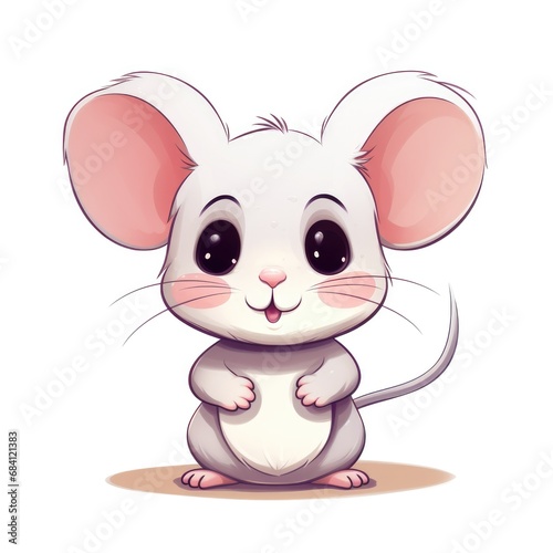 Cute cartoon 3d character mouse on white background