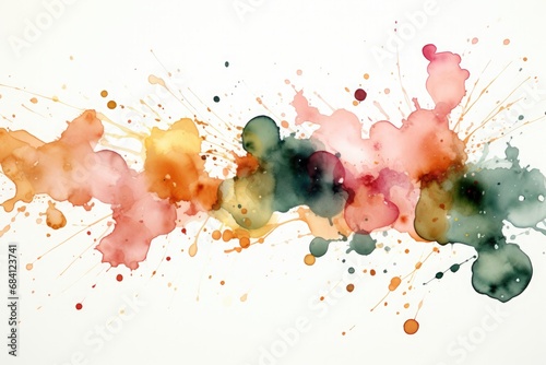 ink watercolor green, pink and sparkling gold splash, clip art, white background © Maria Tatic