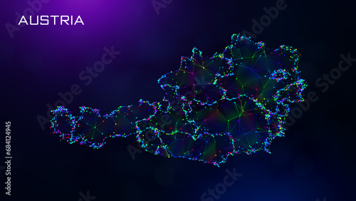 Photography Futuristic Sweet Austria Map Polygonal Blue Purple Colorful Connected Lines Dots