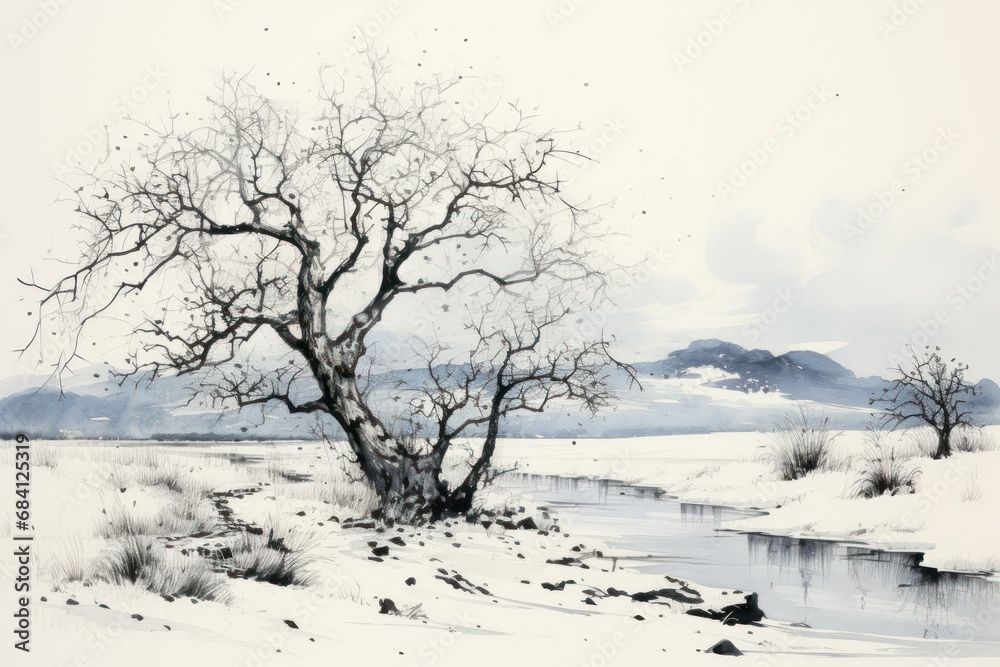 Fototapeta premium Vintage Winter - Generative AI