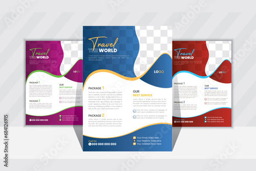 Travel flyer design redy for print photo